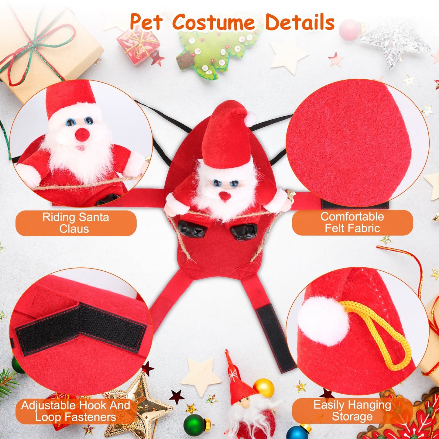 Festive Christmas Themed Riding Santa Claus with Bell Costume for Cats & Dogs