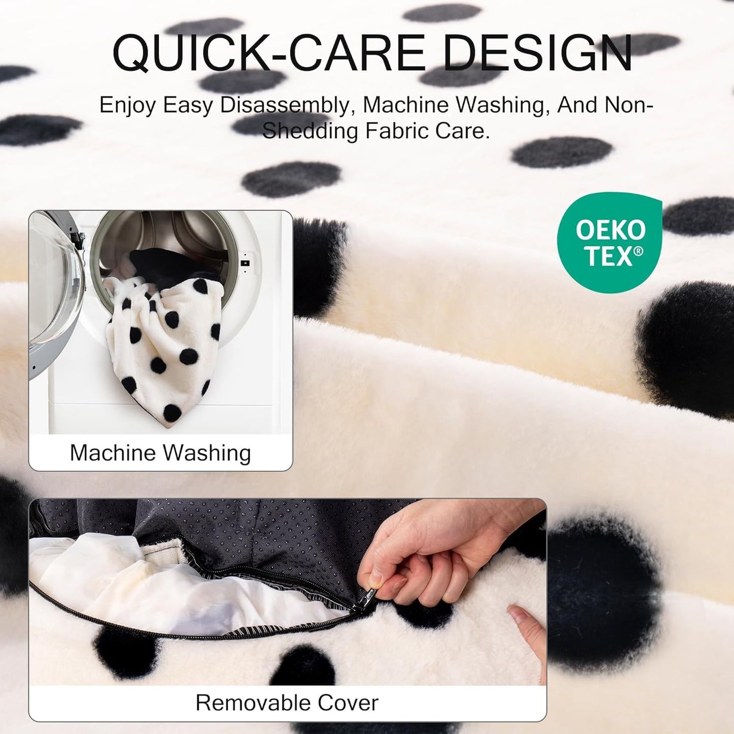 MEWOOFUN Artsy Plush 23” Round Polkadot Washable Pet Bed for Small Dogs & Cats