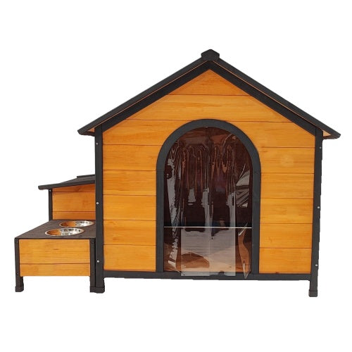 Durable Wooden Outdoor Doghouse with Extra Storage Space