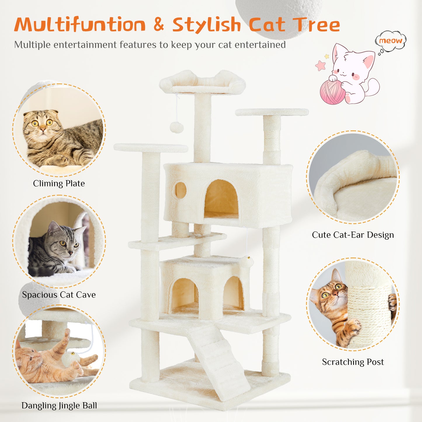 Multi Functional Cat Tower with Scratching Posts