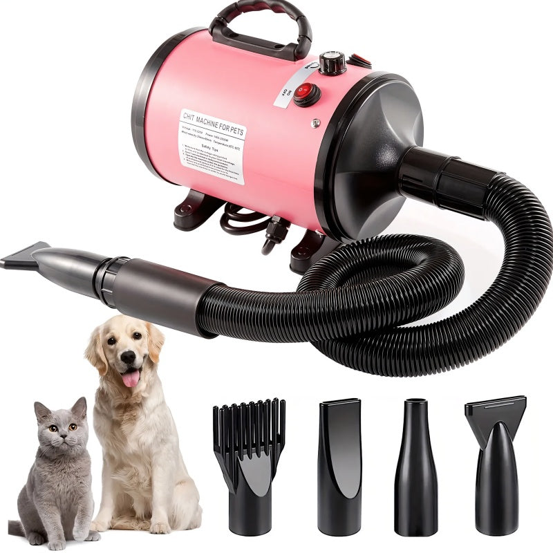 Golada Professional-Grade Grooming Blow Dryer with 4 Detachable Nozzles for Cats & Dogs