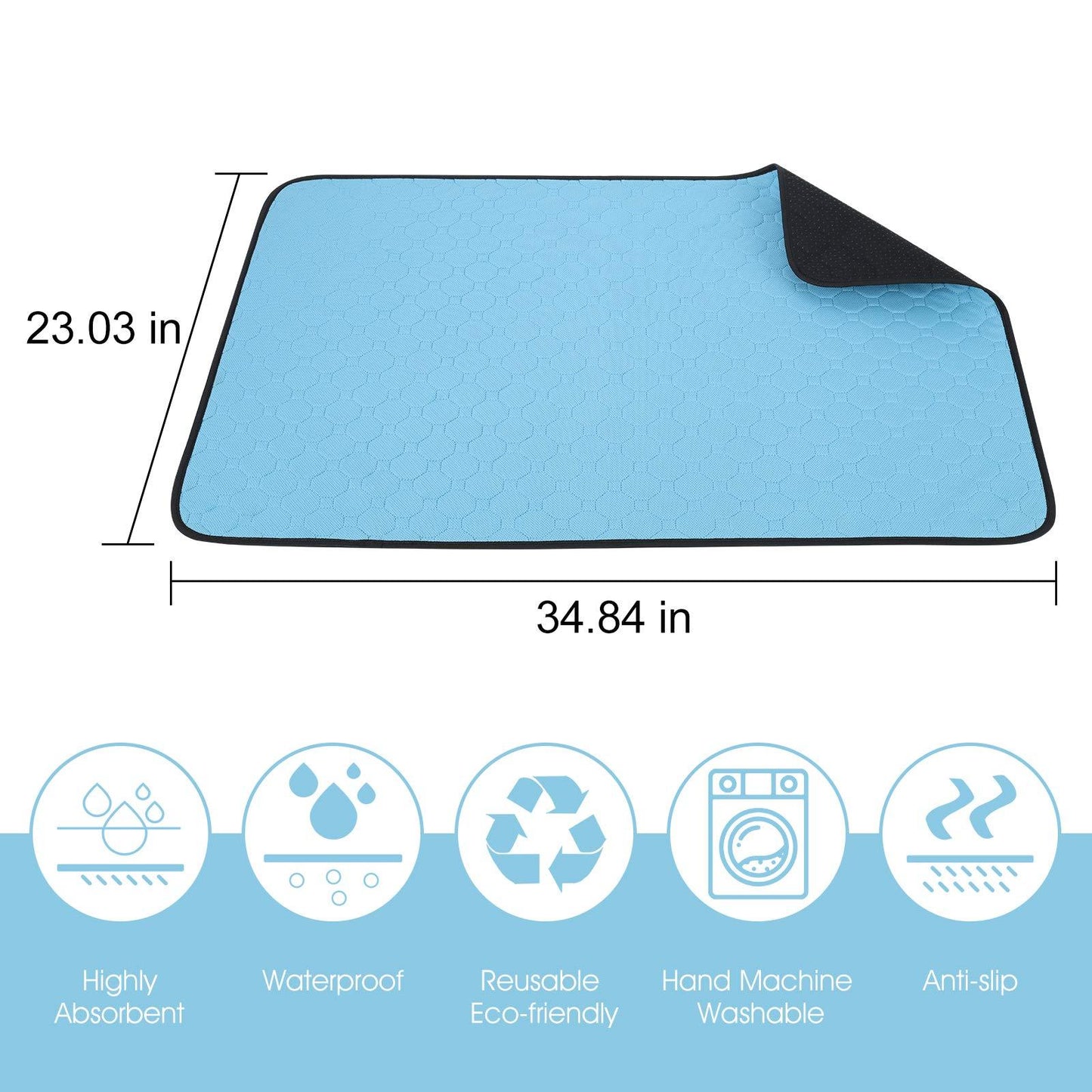 2 Pcs Waterproof, Washable Non-Slip Urine Pad for Cats & Dogs