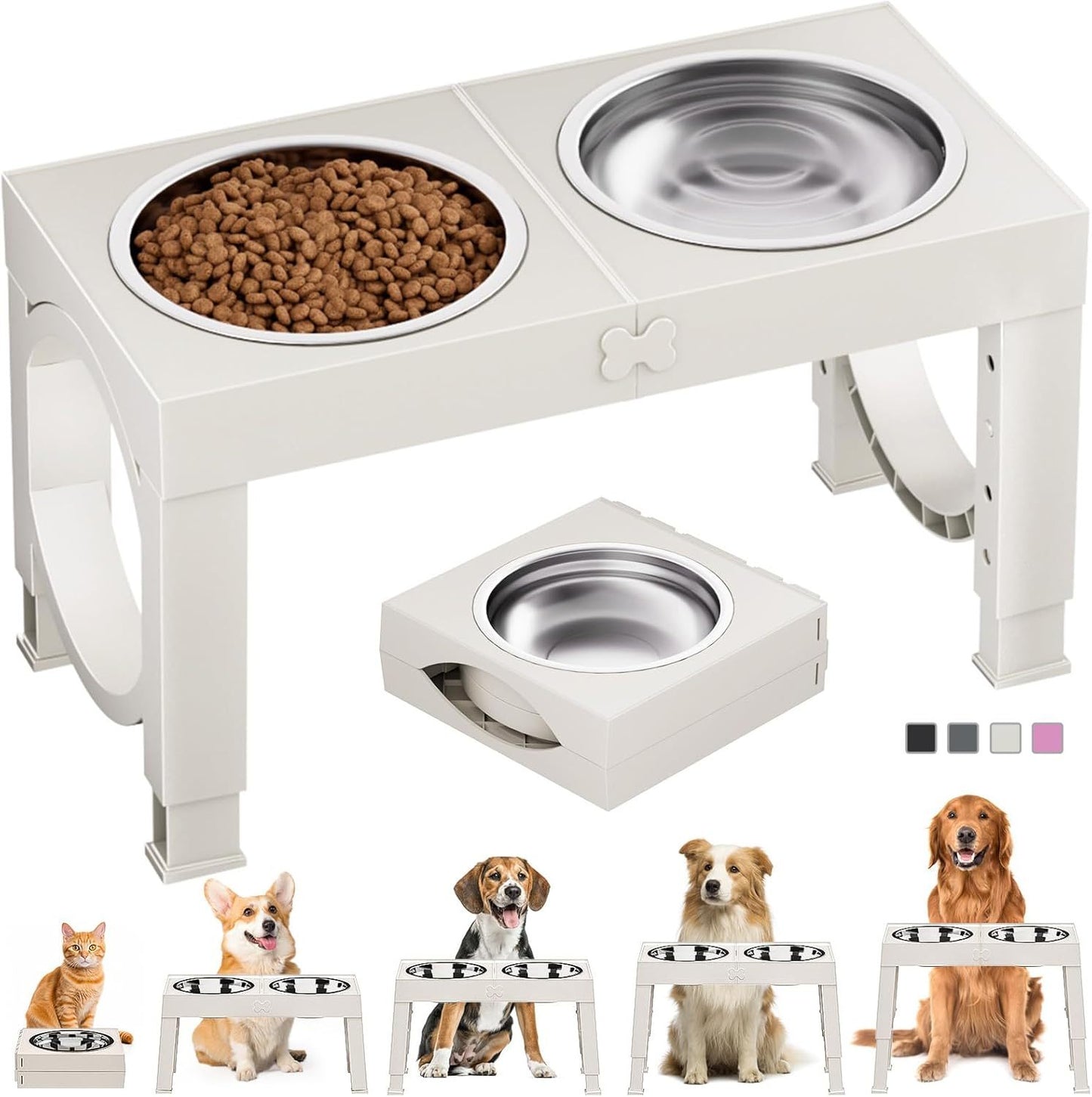 Xia Z Fashion Elevated Feeding Table with Double Bowls for Dogs