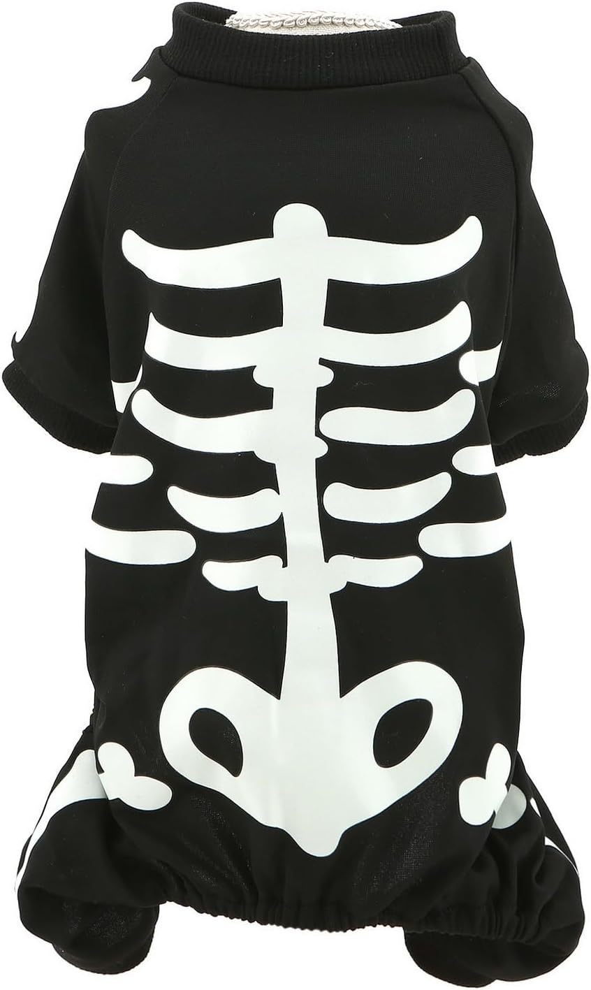 Comfortable Glow in the Dark Skeleton Halloween Costume for Cats & Dogs