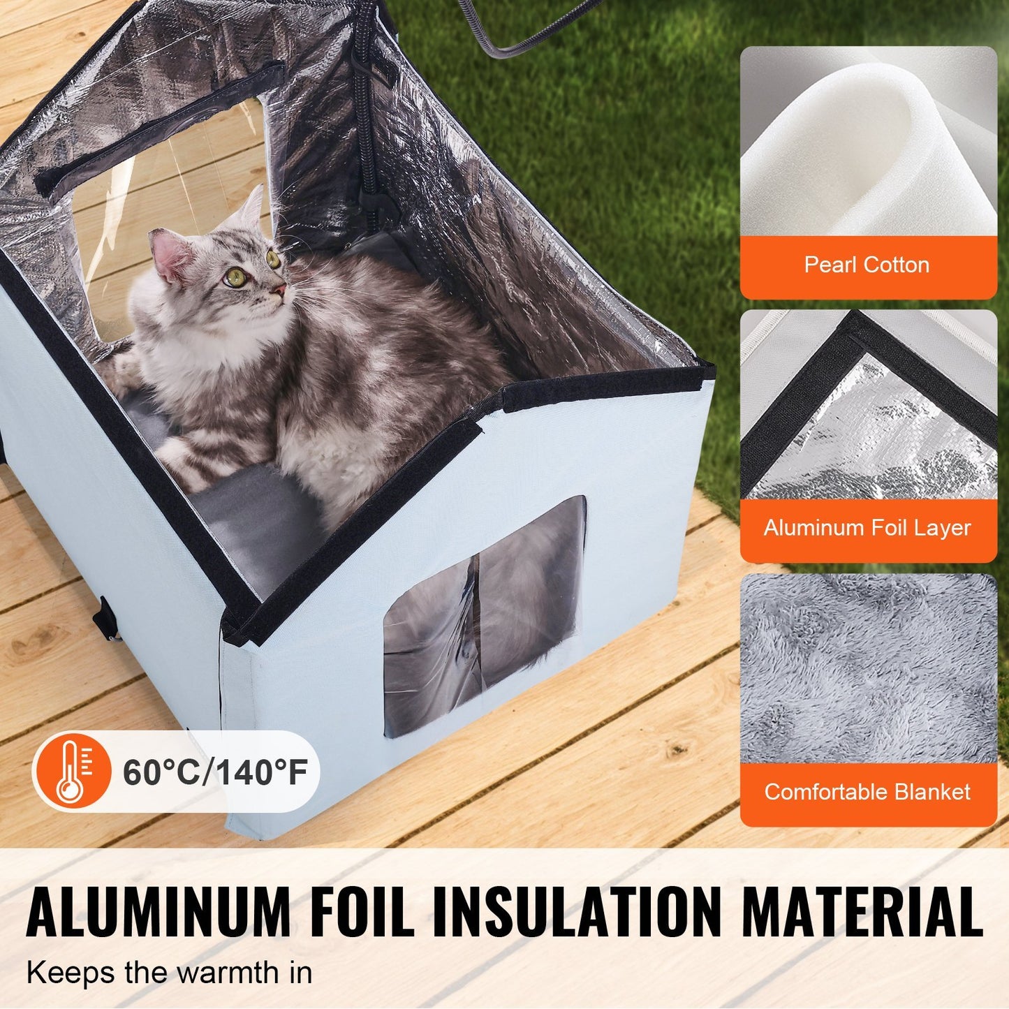 VEVOR Foldable Shelter with Heated Pads for Cats