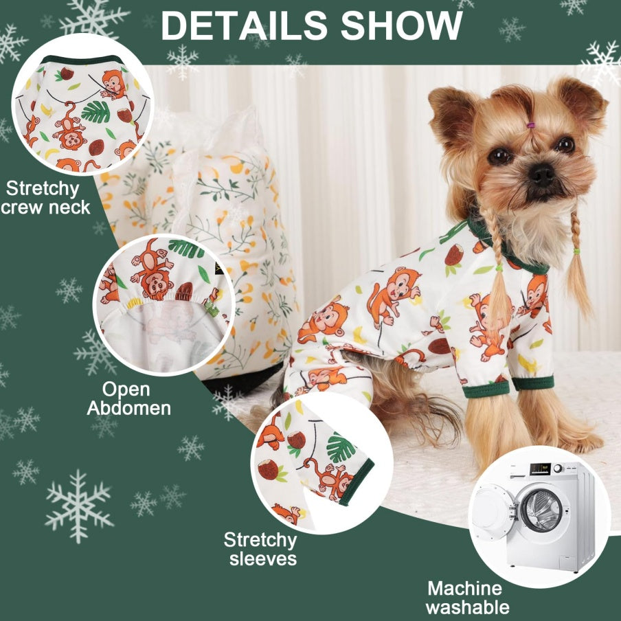 Cute Comfortable Monkey Pajamas for Small Dogs