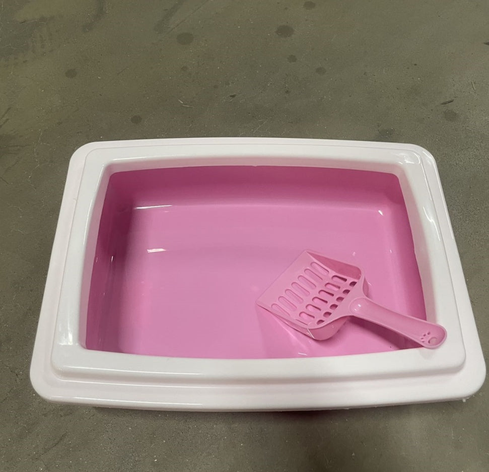 Pink & White Cat Litter Box Scooper Included (Easy Cleaning)