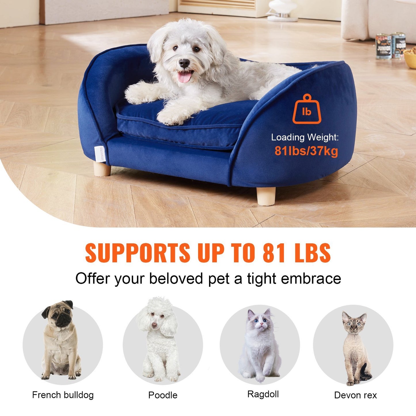 VEVOR Luxury Sofa Bed for Cats & Dogs up to 81 Lbs.