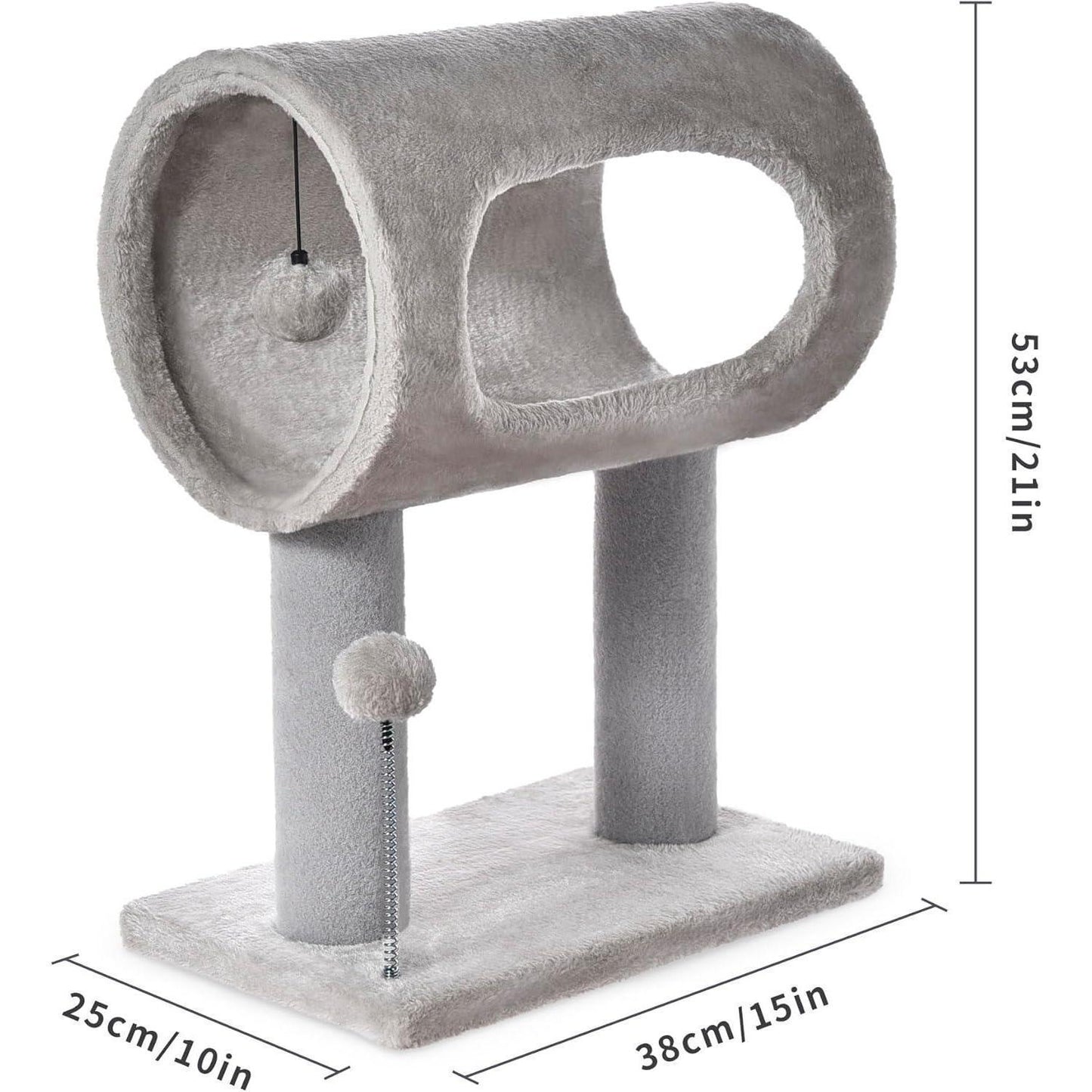 Popular Gray Cat Tree Tunnel Bed with Interactive Spring Toy