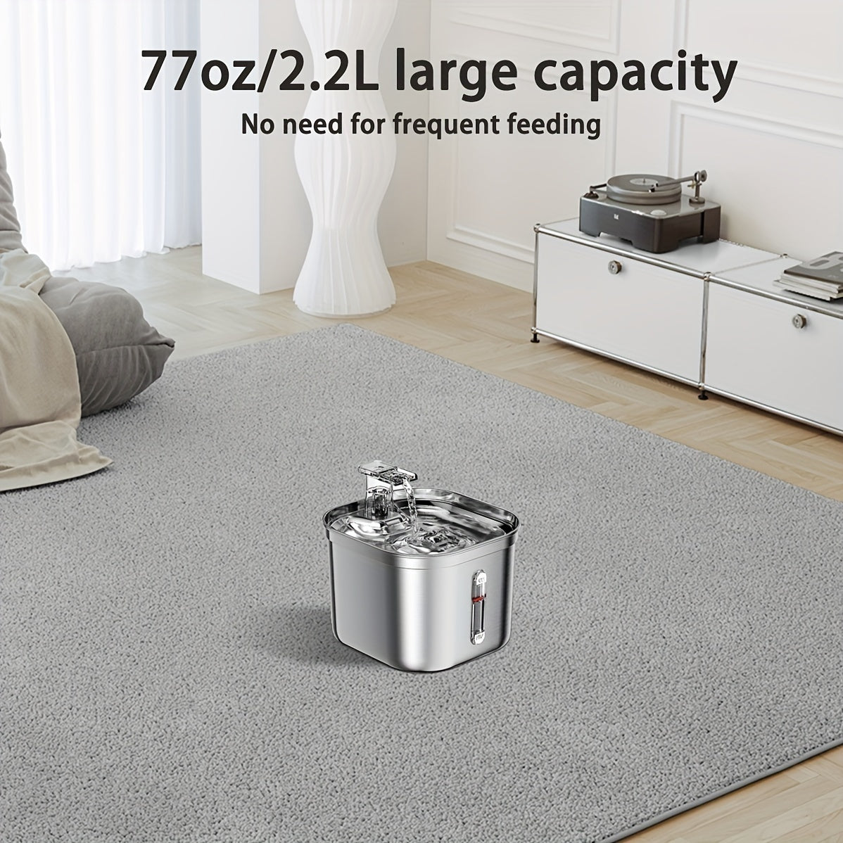 73 oz Stainless Steel Automatic Water Fountain for Cats & Dogs