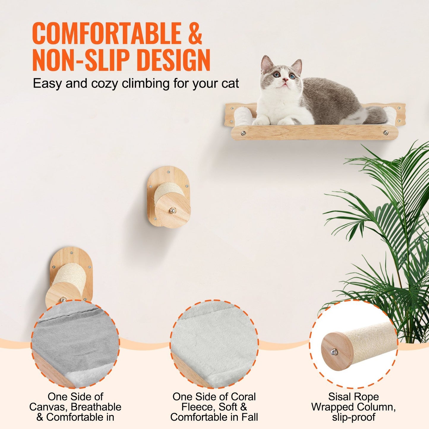 4 Pcs VEVOR Cat Wall Shelves Set