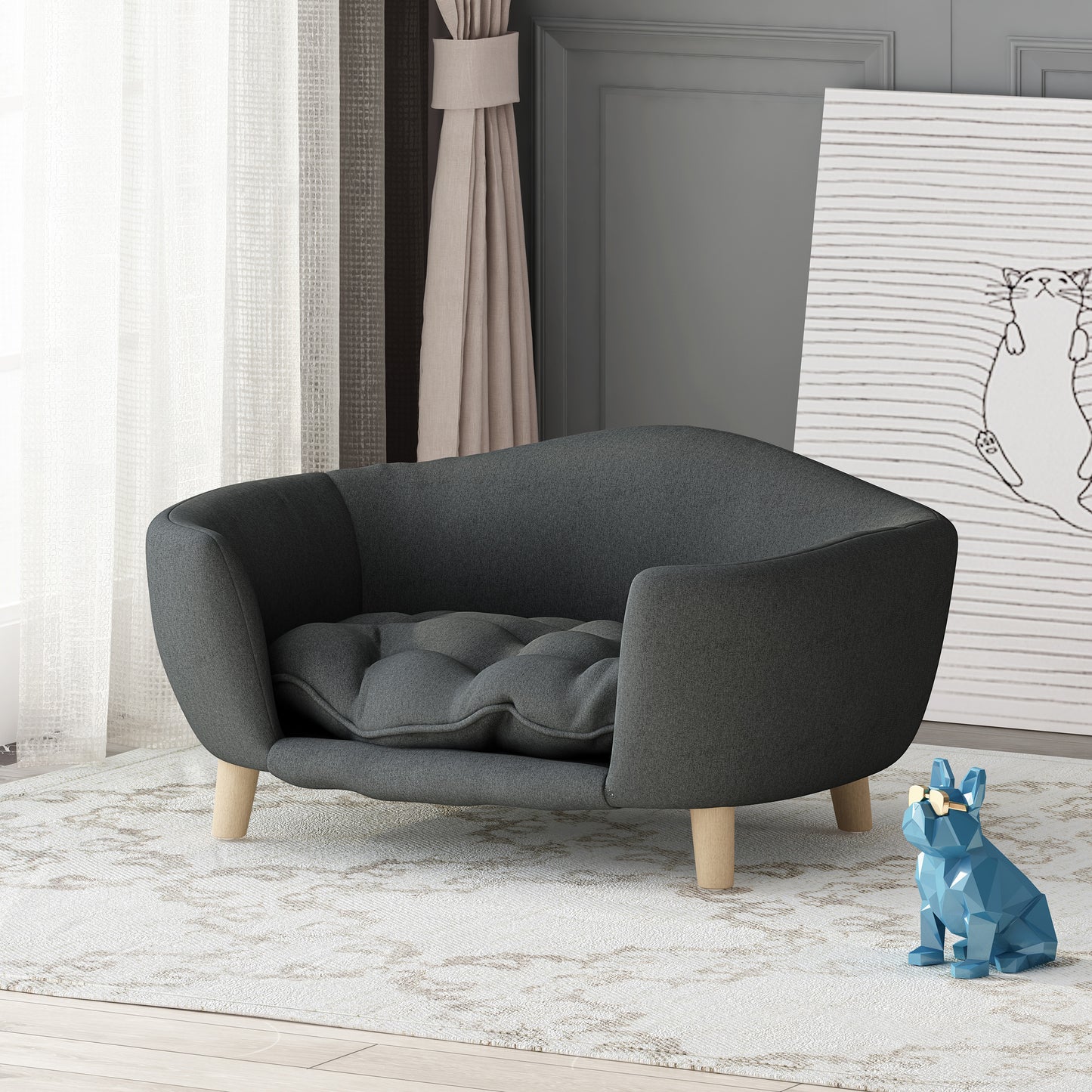 Classic Chic Sofa Bed with Luxurious Tufted Cushions for Cats & Dogs