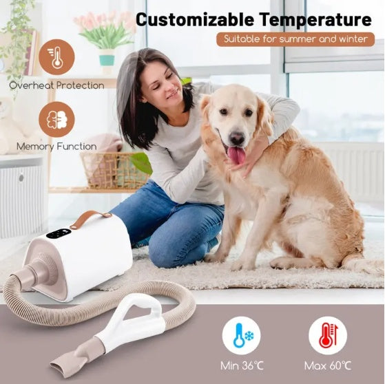Smart Professional-Grade Grooming Blow Dryer with 4 Detachable Nozzles for Cats & Dogs