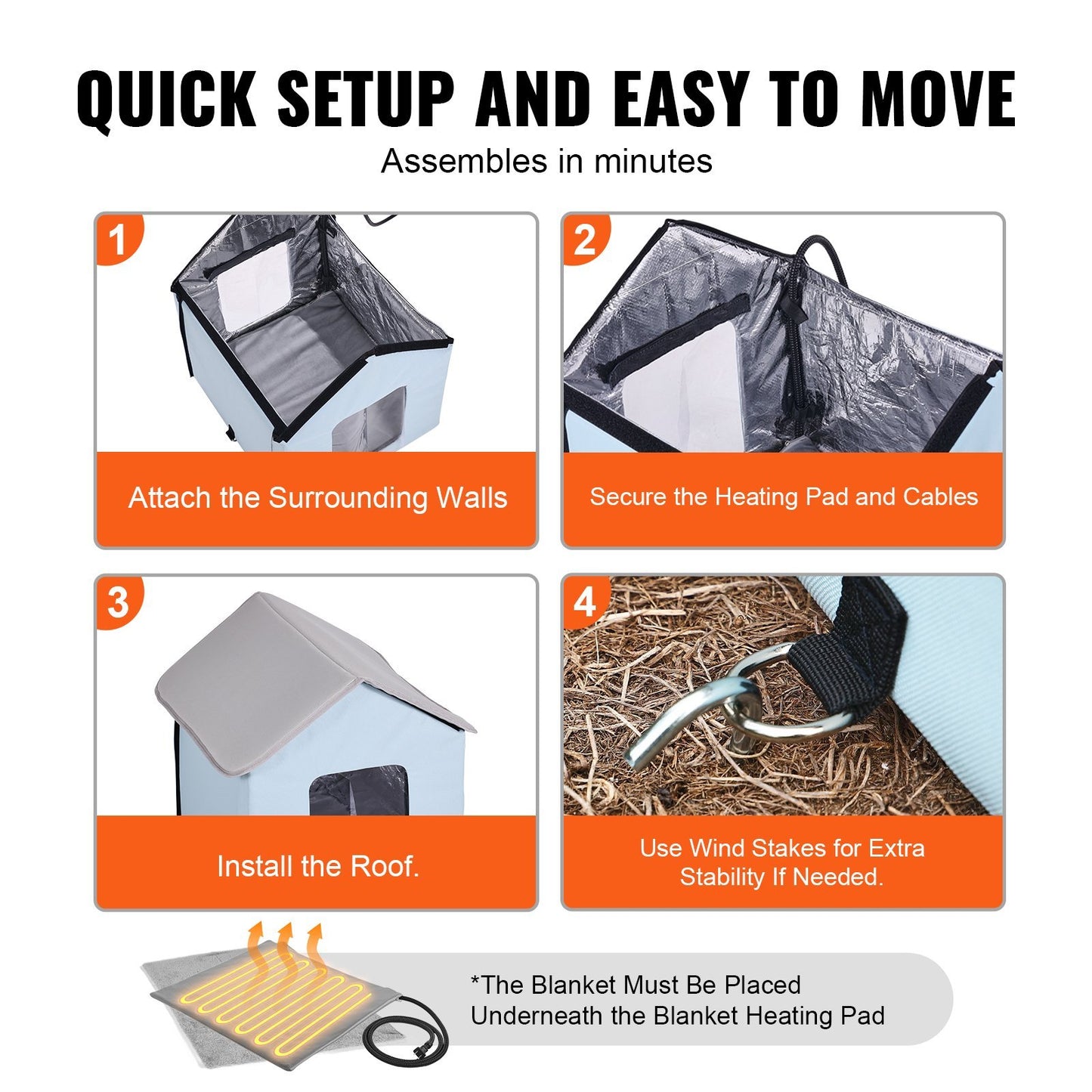 VEVOR Foldable Shelter with Heated Pads for Cats