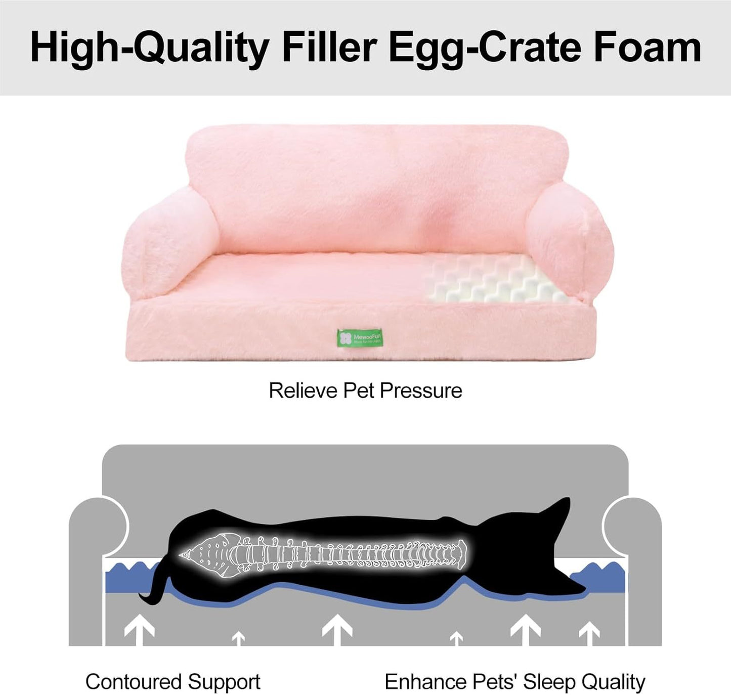 MEWOOFUN Fluffy Large 65x46cm Sofa Bed for Small Dogs & Cats