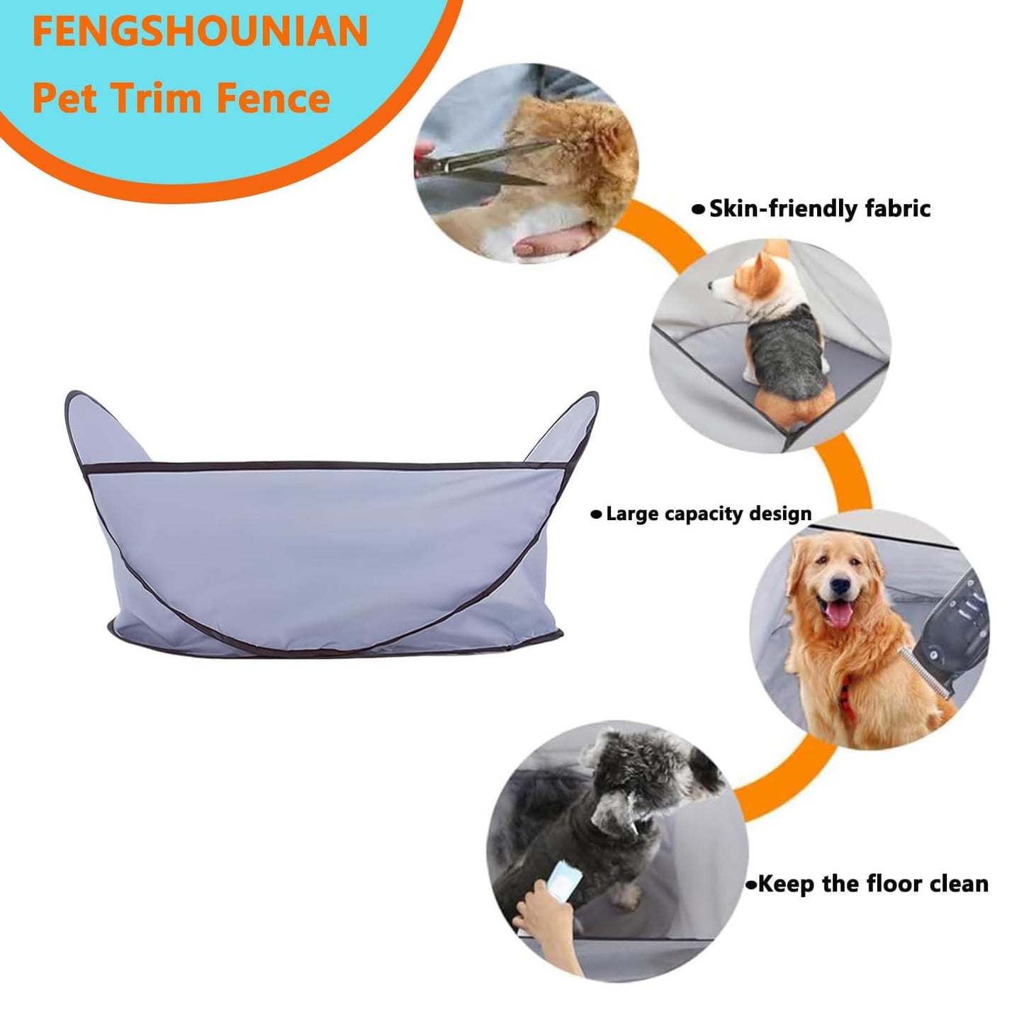 2-in-1 Waterproof Hair Catcher Tent with Adjustable Barbering Cape for Bathing and Easy Pet Grooming for Dogs & Cats