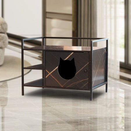 Modern Sleek Cat Litter Furniture with Hidden Litter Enclosures and Storage Space