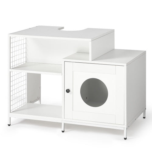 2-in-1 Vanity with Cat Litter Box Enclosure and Storage Shelves for Bathroom