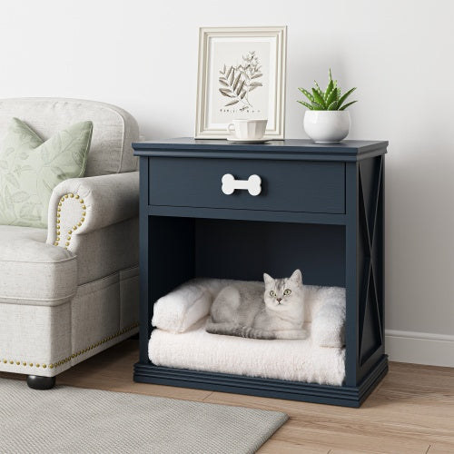 Small Locker Furniture with LED Lights and Pet Bed for Cats & Small Dogs