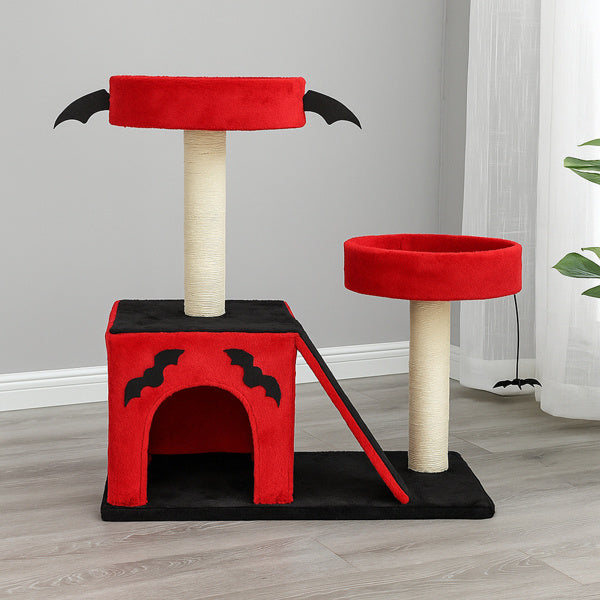 Spooktacular Halloween Themed Cat Tree with Spacious Condo 2 Perches and Spider Toy