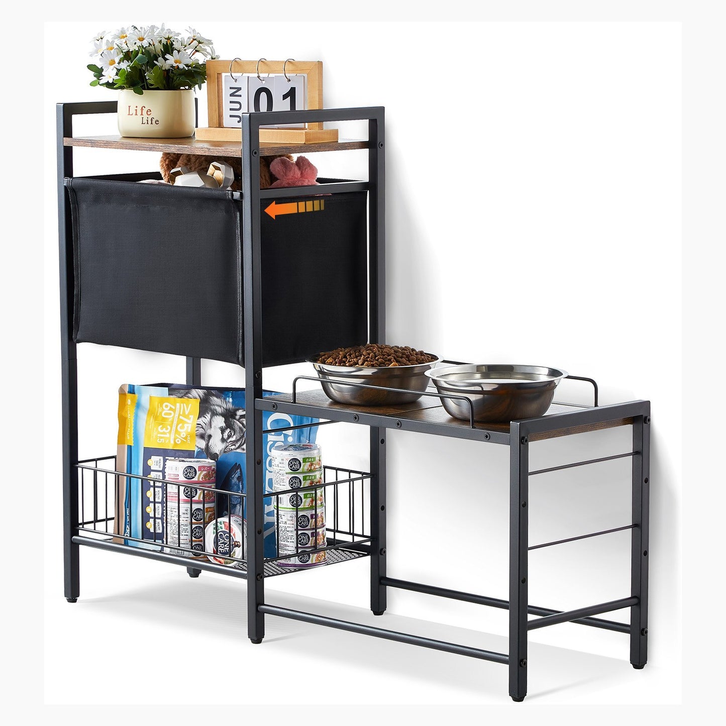 Elevated Feeding Station With Storage Organizer for Dogs