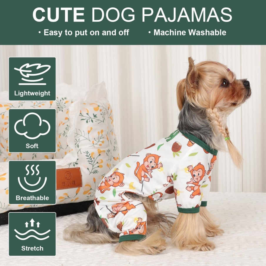 Cute Comfortable Monkey Pajamas for Small Dogs