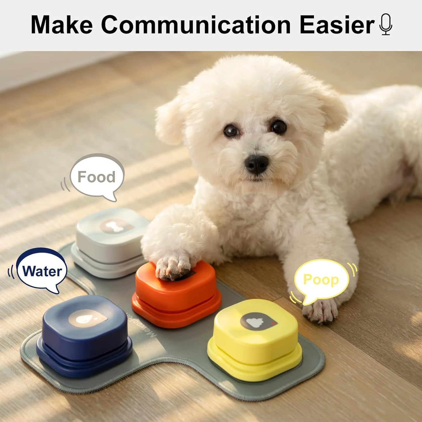 MEWOOFUN Talking Training Button Set - 3 Recordable Communication Buttons (IQ Interactive) for Cats & Dogs