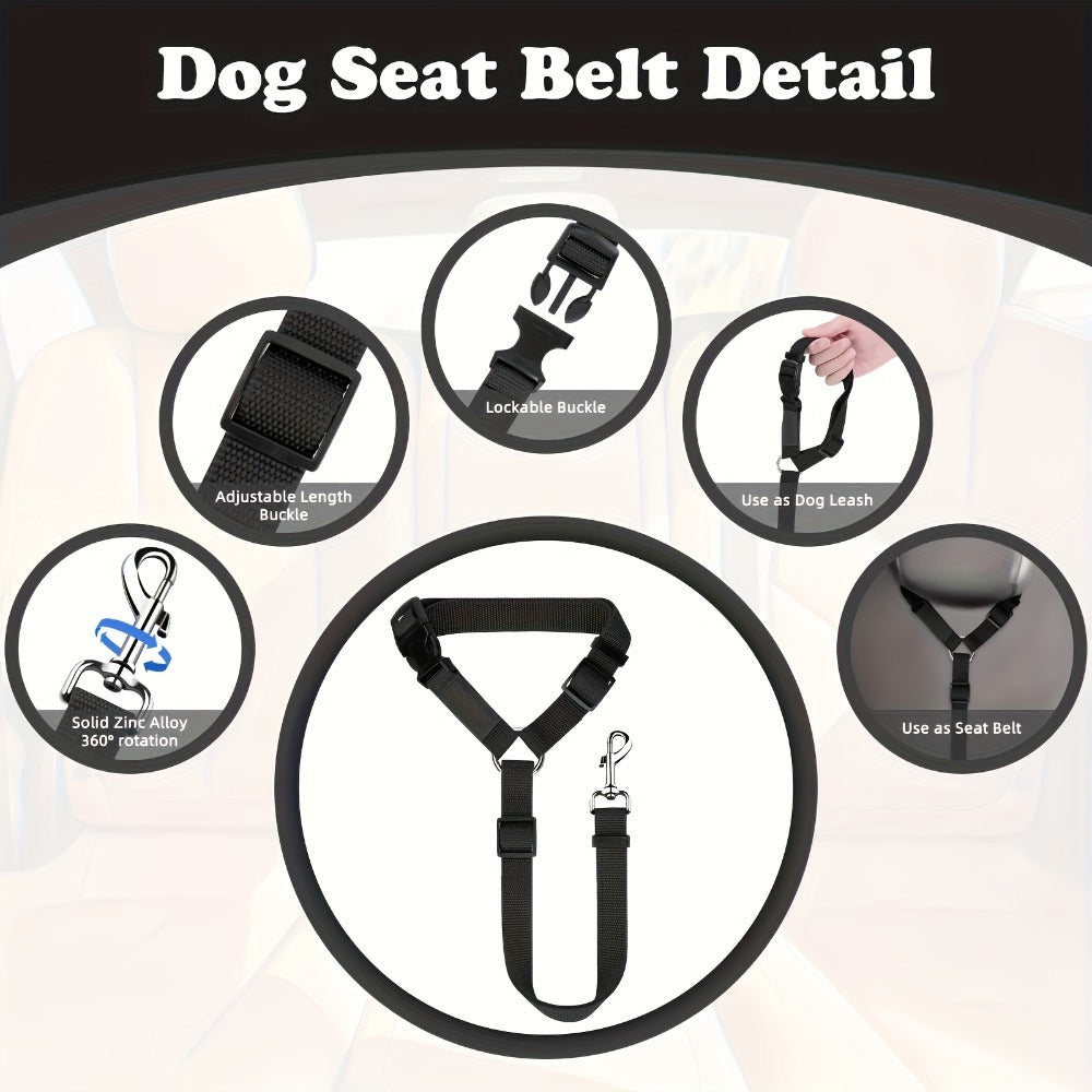 2 Piece Dog Leash Seat Belts for Vehicle Made of Wear-Resistant Materials for Dogs (Harness not Included)