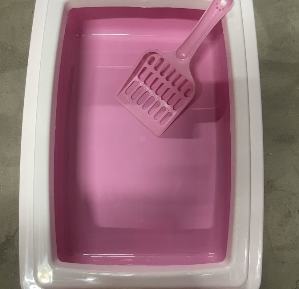 Pink & White Cat Litter Box Scooper Included (Easy Cleaning)