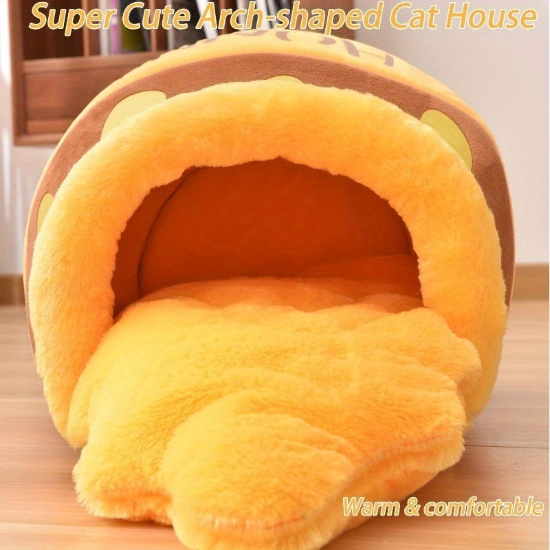 Adorable Honey Pot Cave Bed for Cats & Small Dogs Machine Washable with Removable Cushion