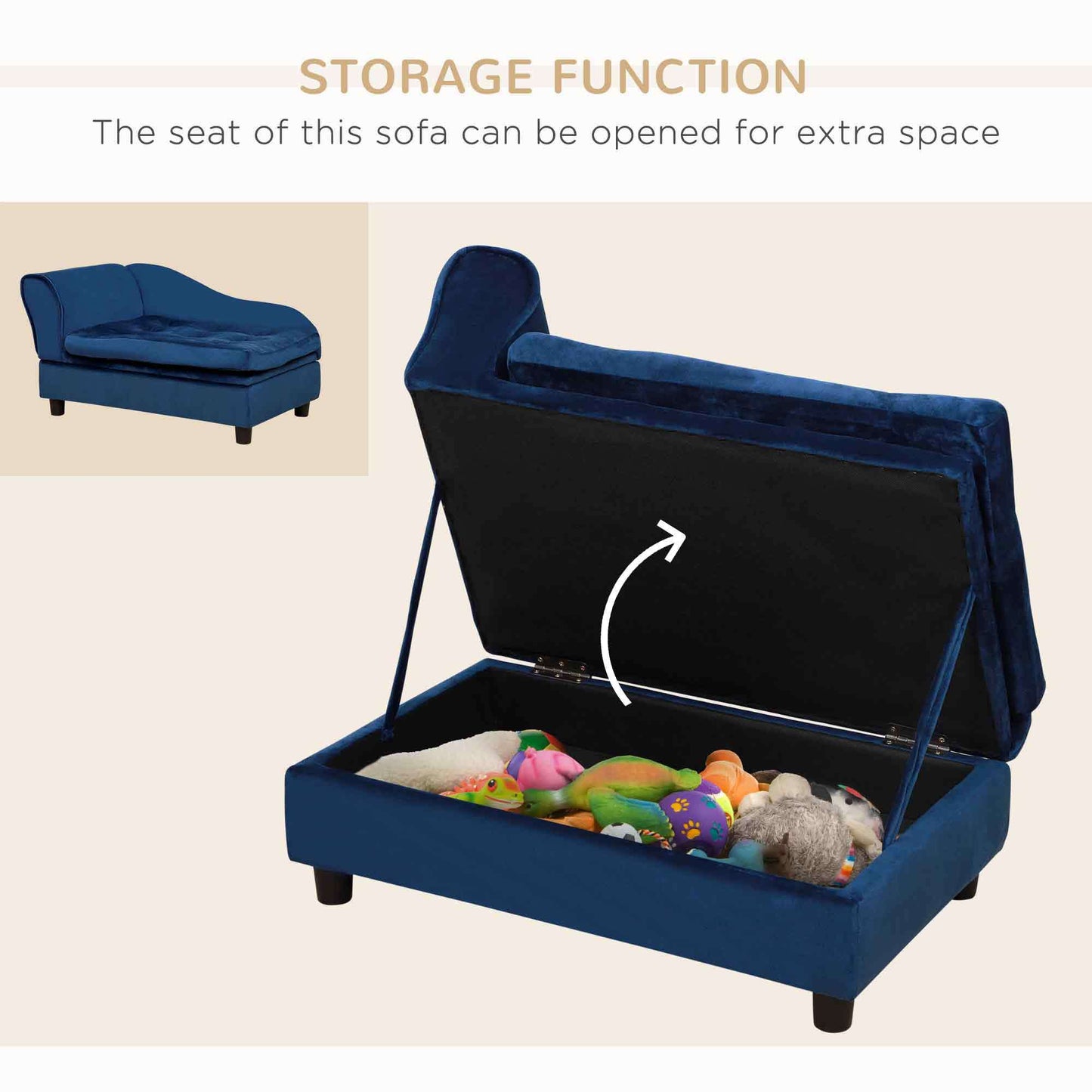 Paw Hut Luxury Sofa Bed with Hidden Storage for Dogs