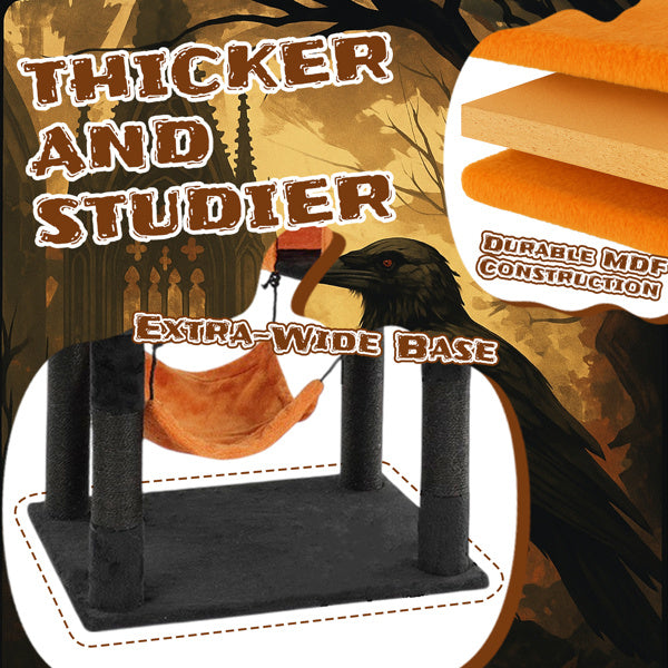 Gothic Halloween Themed Multi-Level Cat Tower with Spider Toy