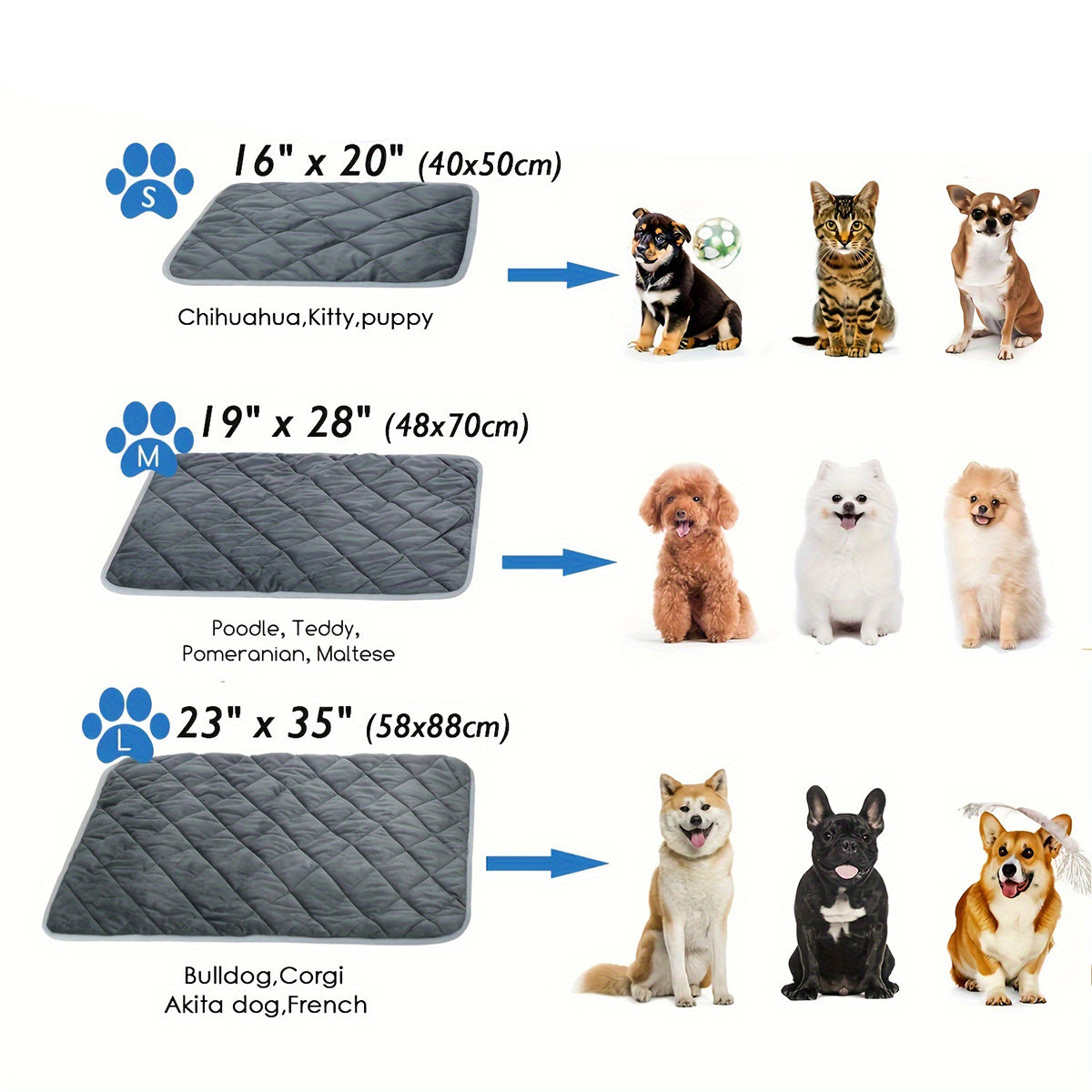 Non-Slip Warm Thermal Self-Heating Mat for Cats & Dogs (Easy Cleaning)