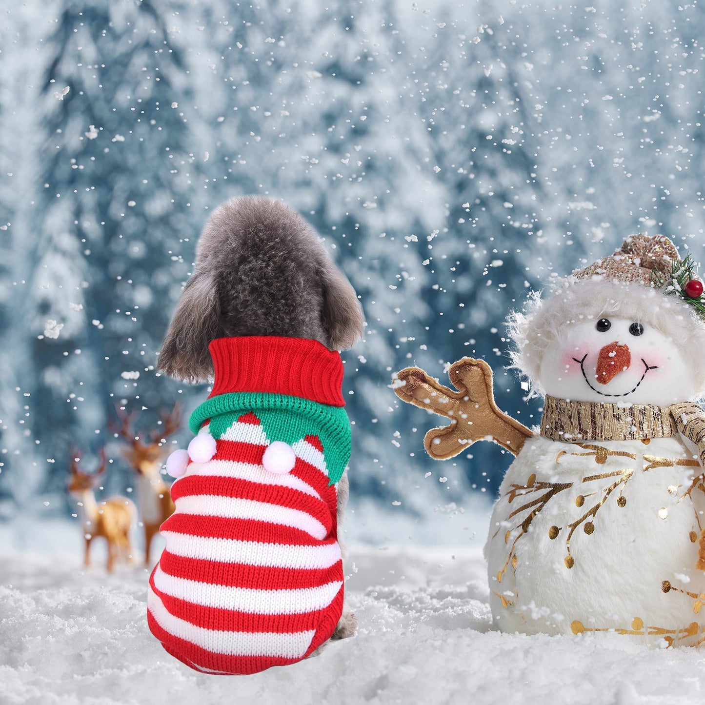 Festive Christmas Turtleneck Sweater for Dogs & Cats