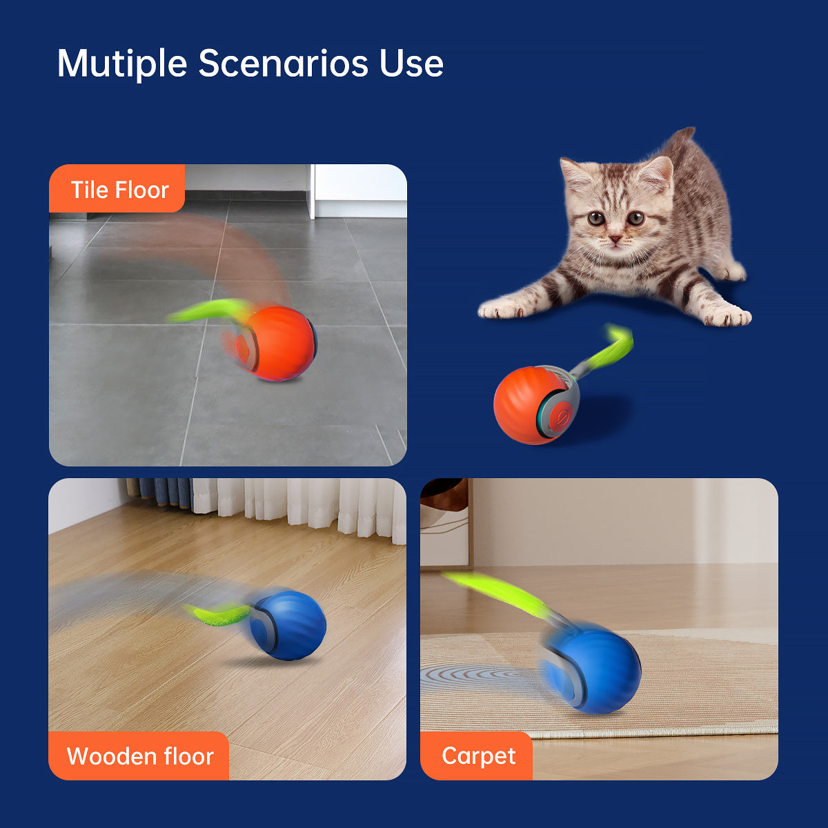 Smart Interactive Ball Type-C Rechargeable for Cat Stimulation and Training