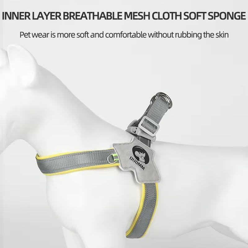 Adjustable Pet Harness + Leash with Reflective Stitching for Safety at Night for Dogs