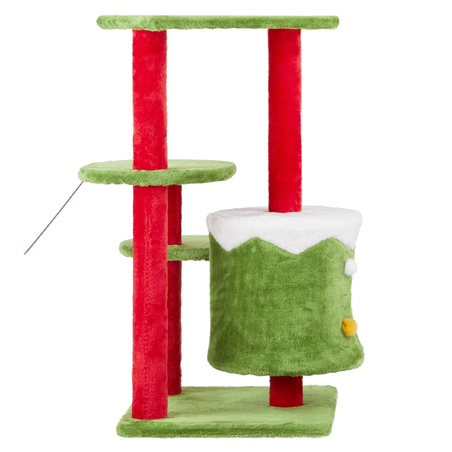Festive 32” 3-Level Christmas Themed Cat Tower with Climbing Frame