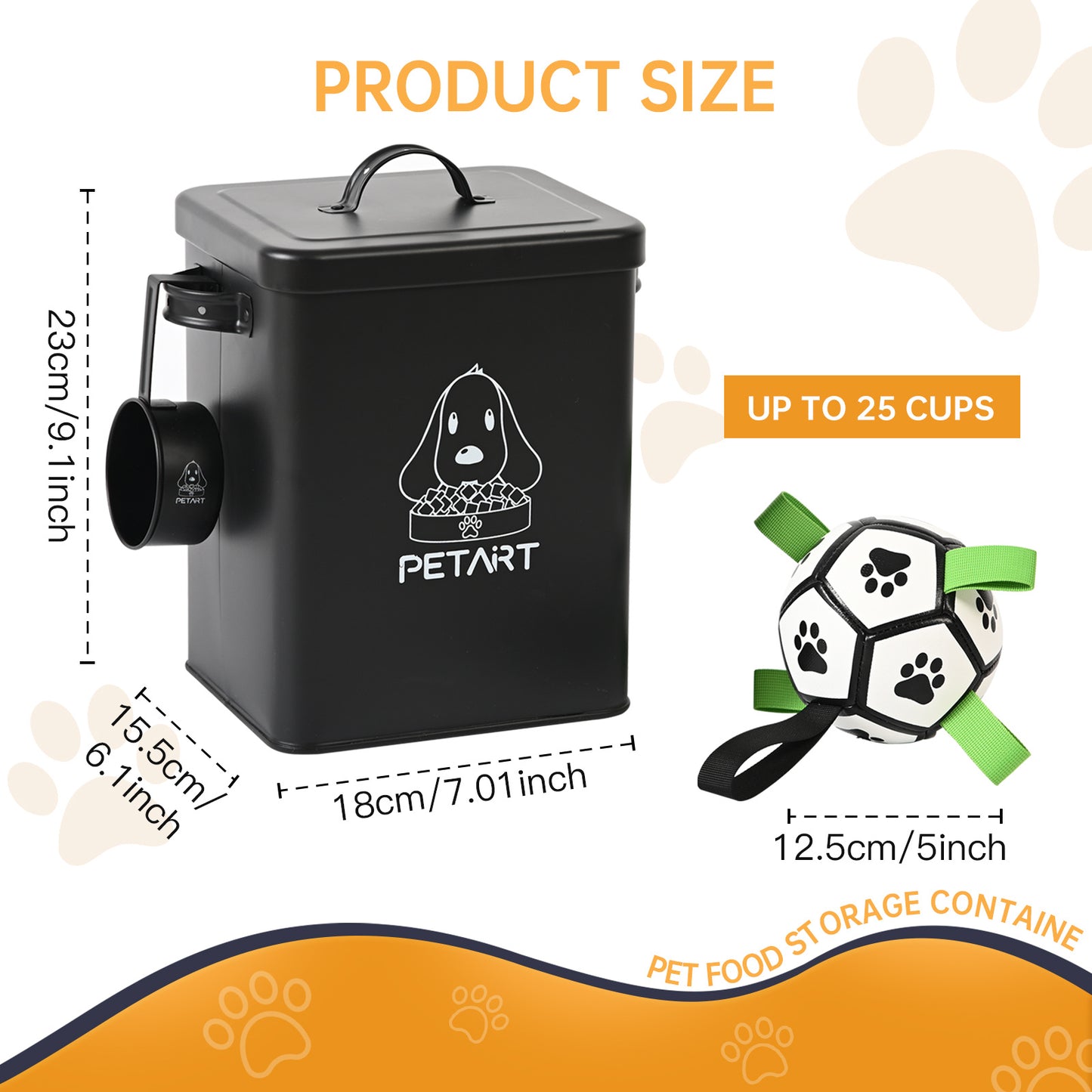 Metal Pet Food Storage Containers, with Pet Toy and Scooper