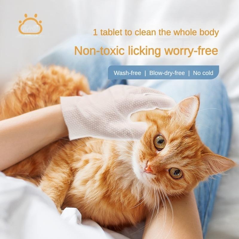 PROKEI 2-in-1 PET Cleaning Hypoallergenic, Deodorizing Bathing gloves and wipes