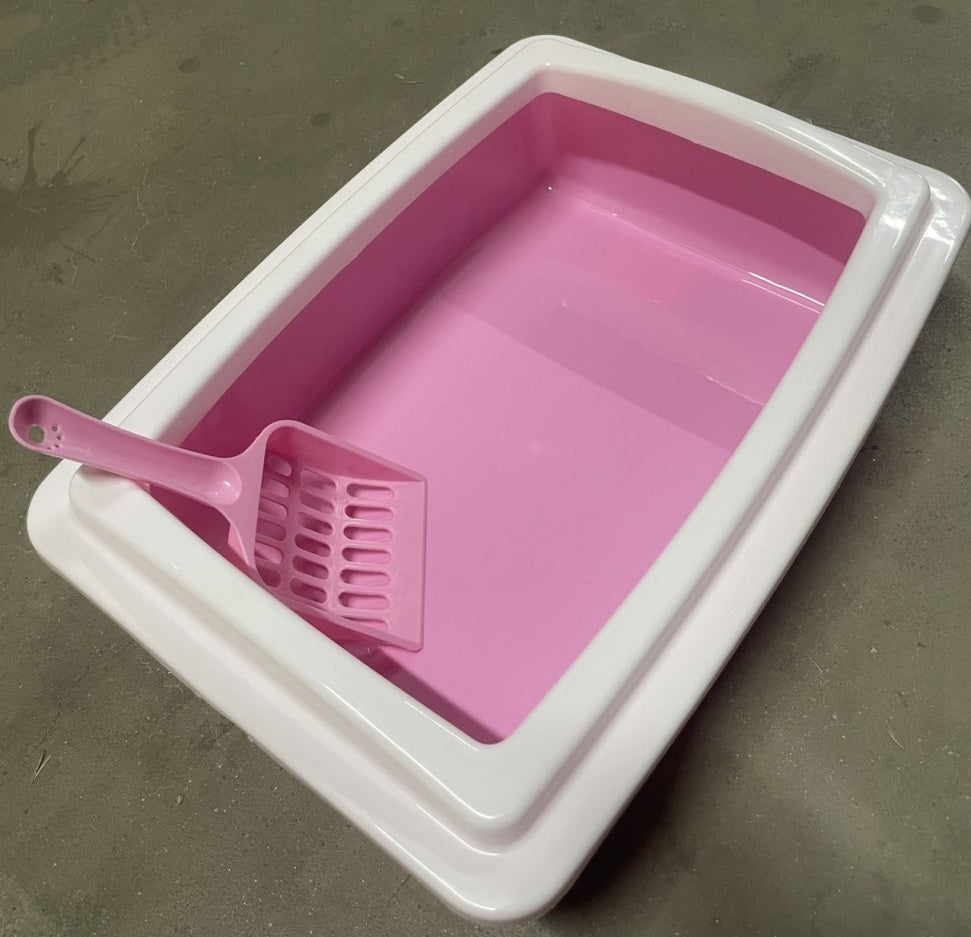 Pink & White Cat Litter Box Scooper Included (Easy Cleaning)