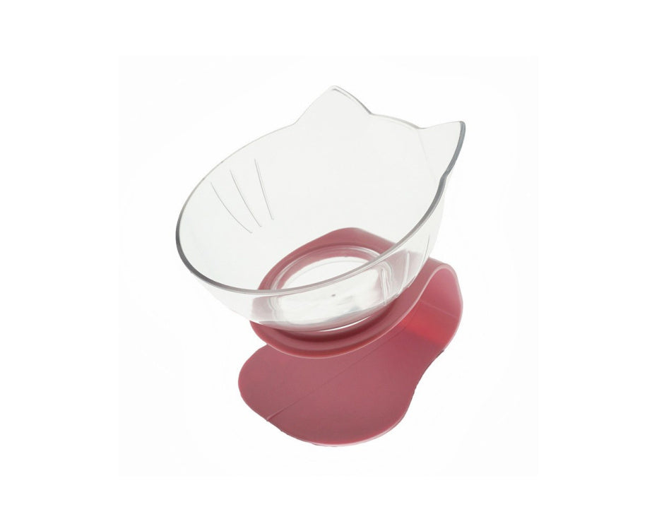 Diagonal, Elevated Feeding Bowl Designed to Protect Cervical Vertebra