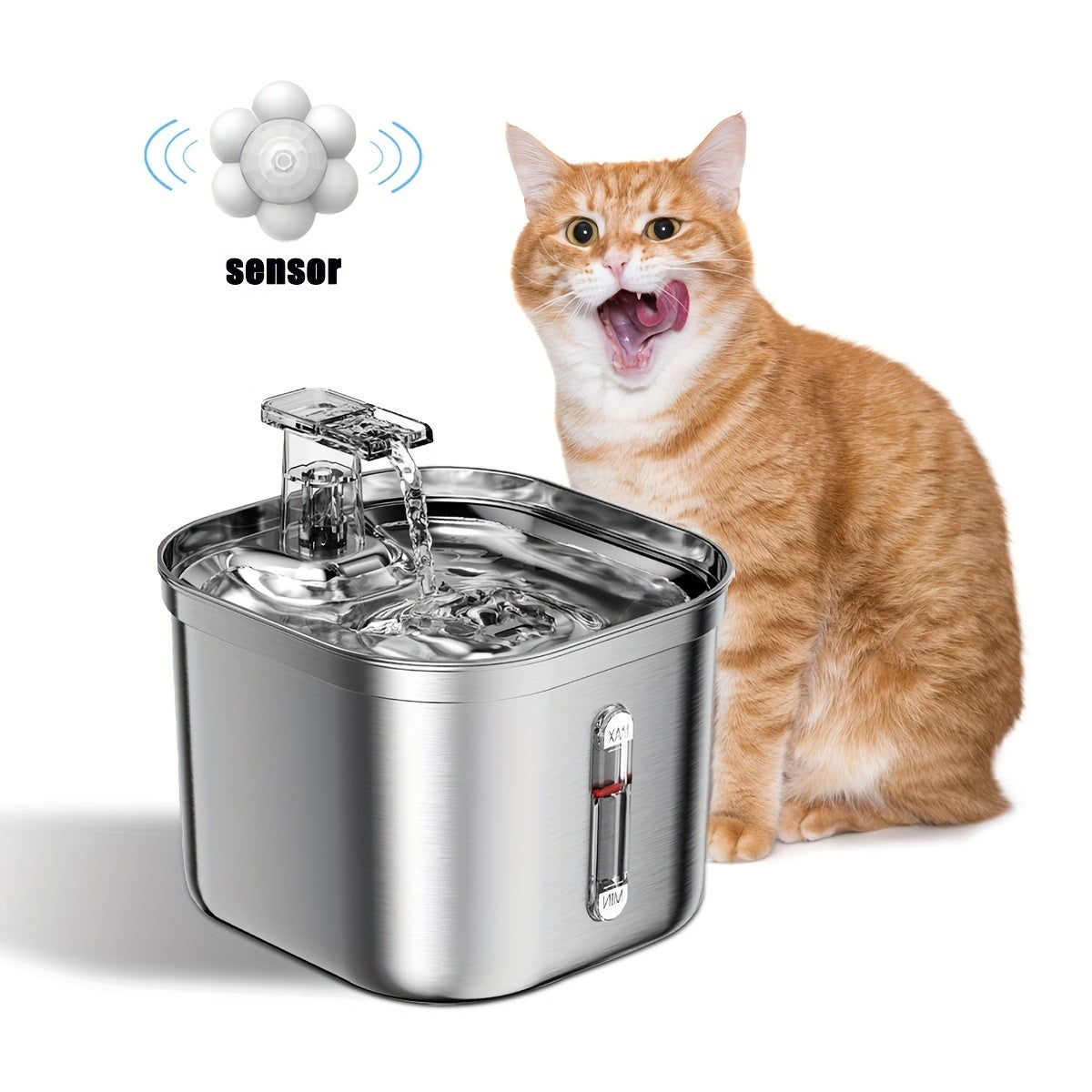 73 oz Stainless Steel Automatic Water Fountain for Cats & Dogs