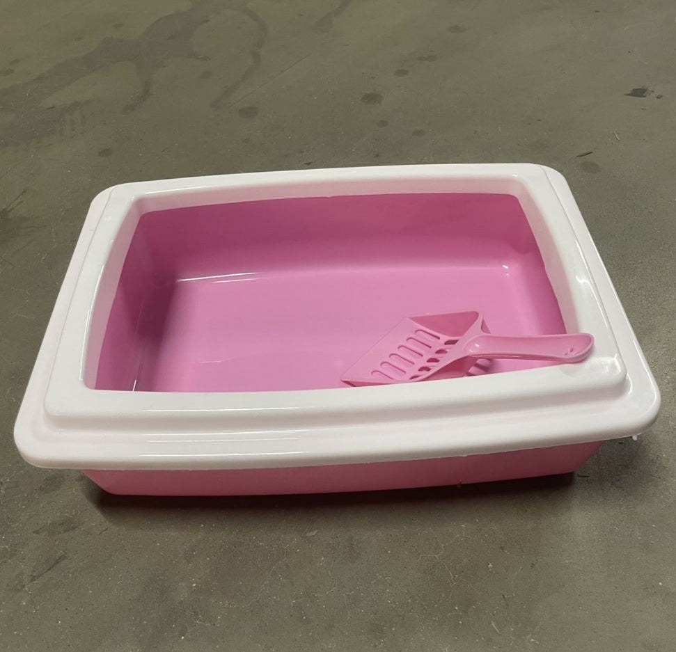 Pink & White Cat Litter Box Scooper Included (Easy Cleaning)