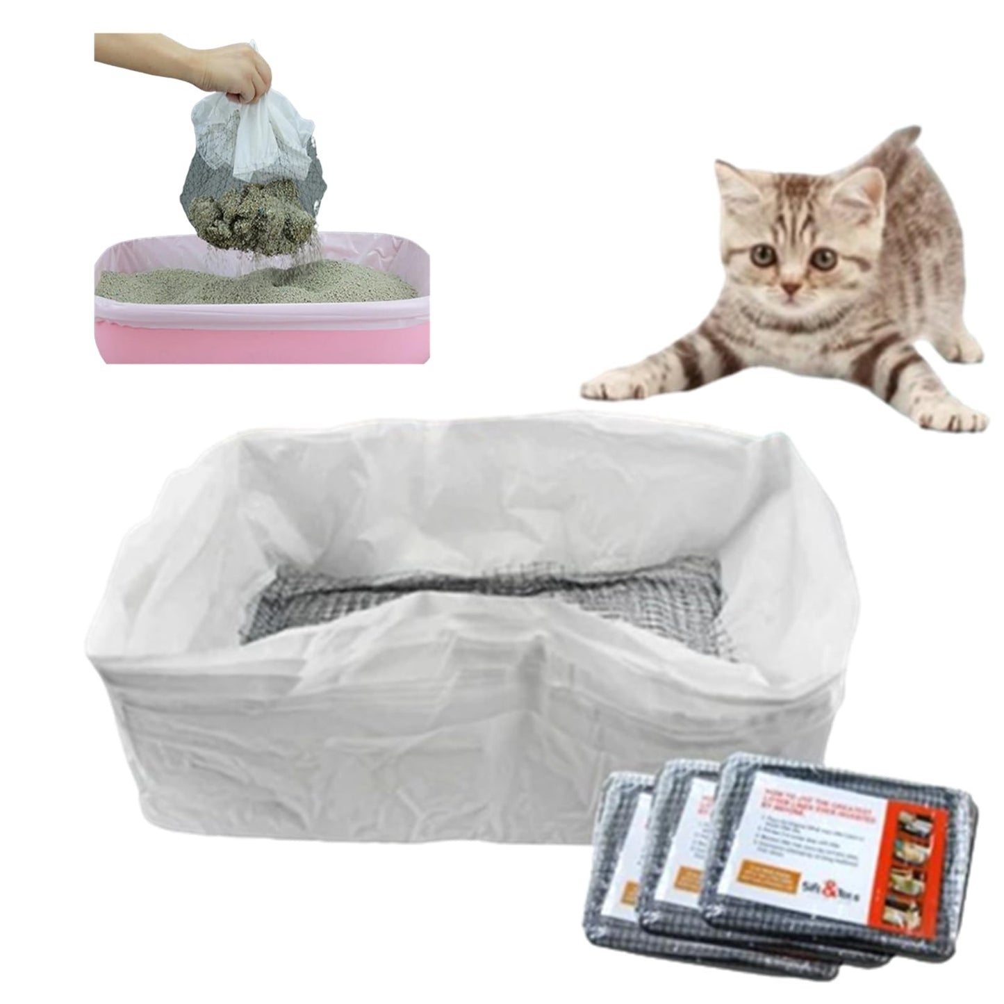 10Pcs Reusable Mesh Cat Litter Filter Bags Washable, Quick Sift and EASY To Clean