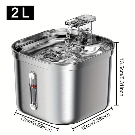 73 oz Stainless Steel Automatic Water Fountain for Cats & Dogs