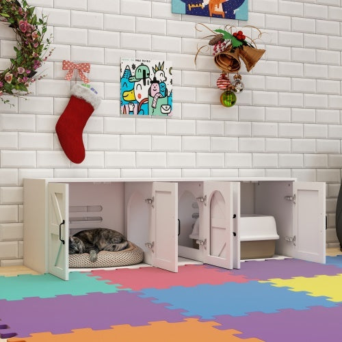 Modern Wooden Horizontal Enclosed Cat Housing & Litter Furniture