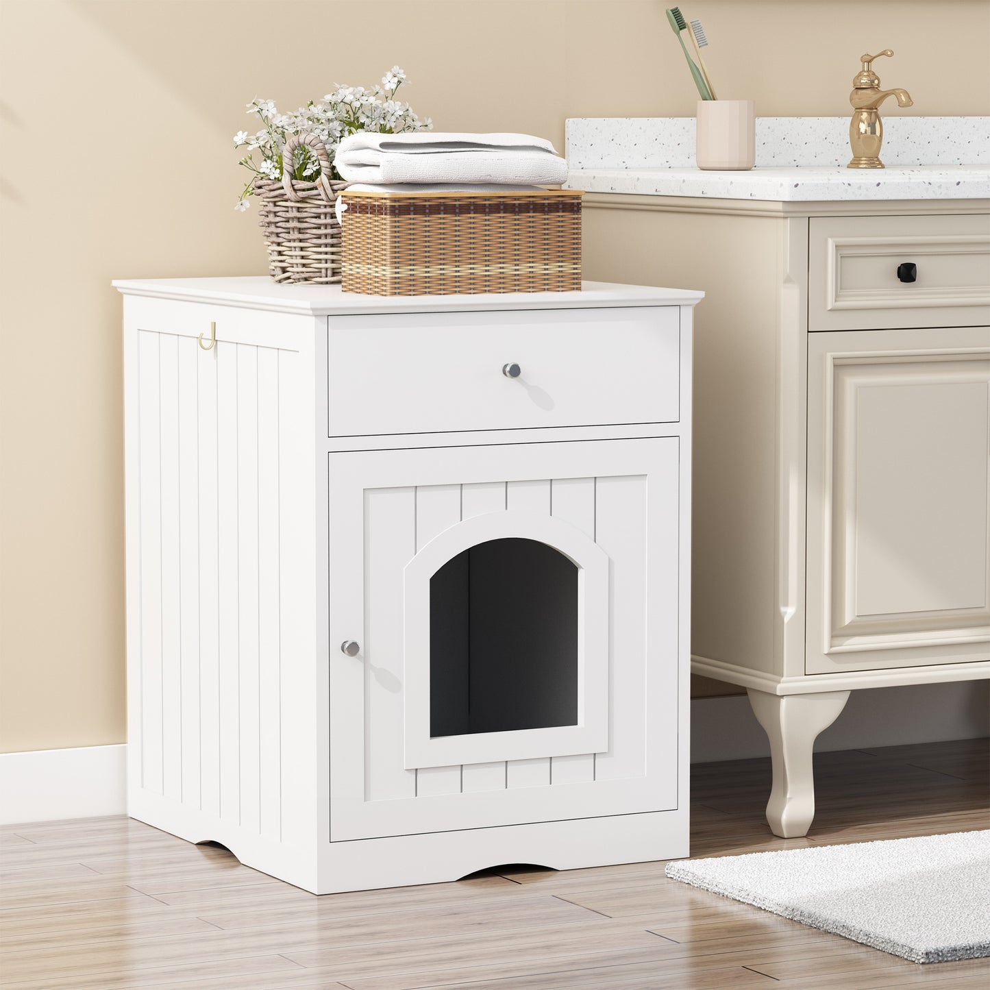 Modern Wooden Cat House Litter Box Furniture