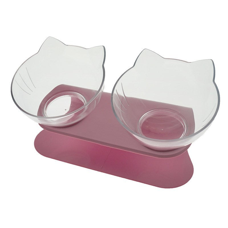 Diagonal, Elevated Feeding Bowl Designed to Protect Cervical Vertebra