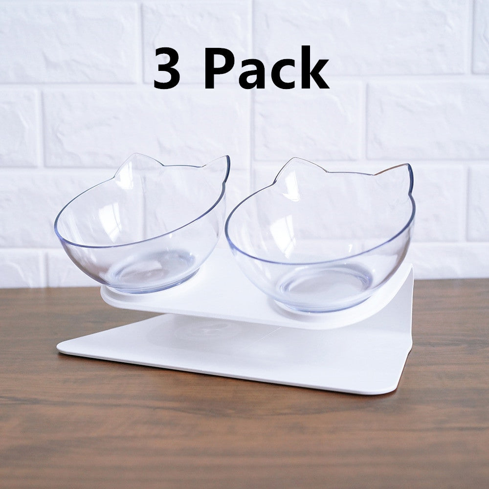 Diagonal, Elevated Feeding Bowl Designed to Protect Cervical Vertebra