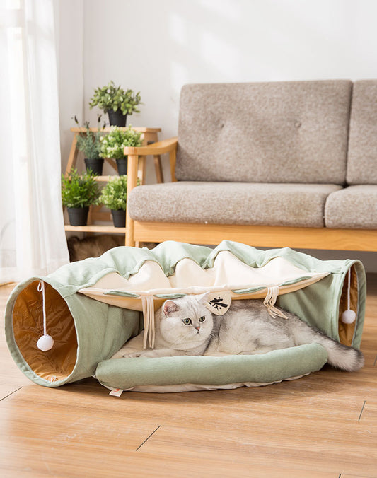 Collapsible Cat Bedding with Tunnel
